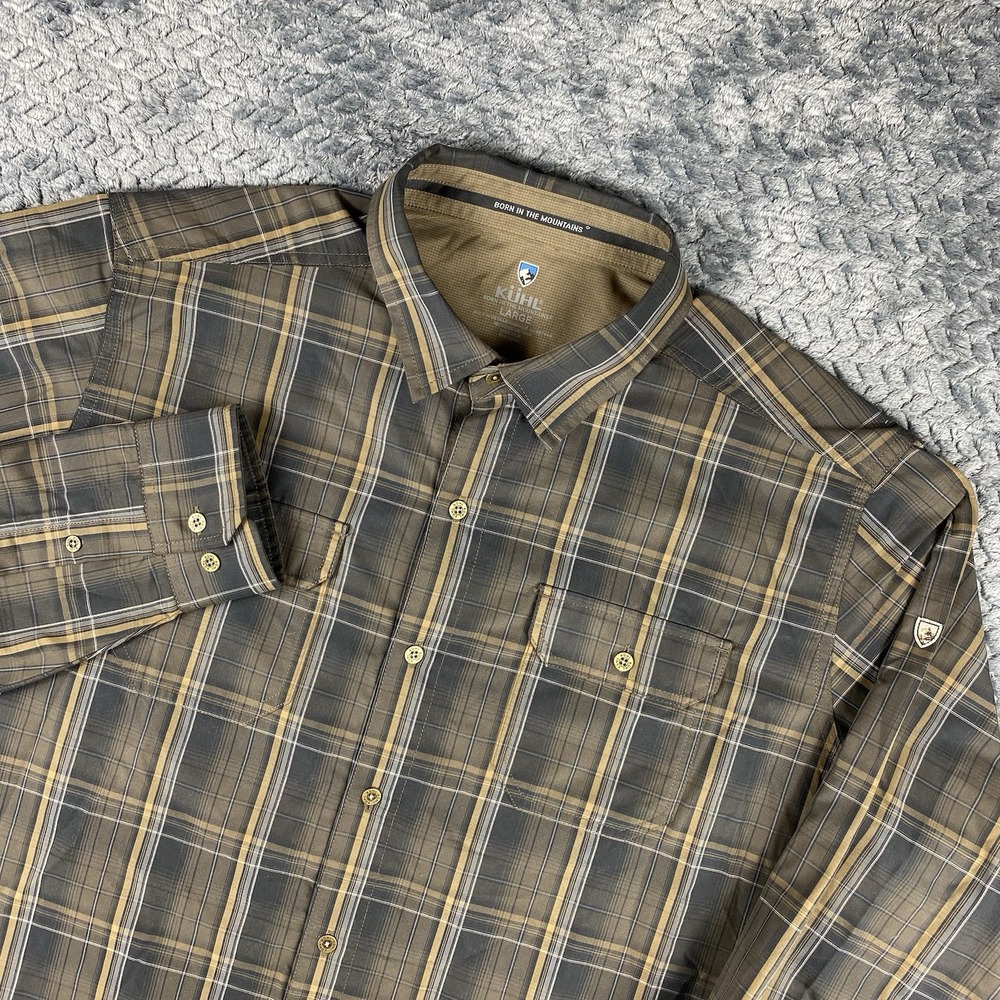 Kuhl Response Shirt Mens L Brown Plaid Button Down Long Sleeve Outdoors Hiking